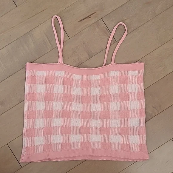 Shein white and pink plaid knit cami size medium - Picture 4 of 8